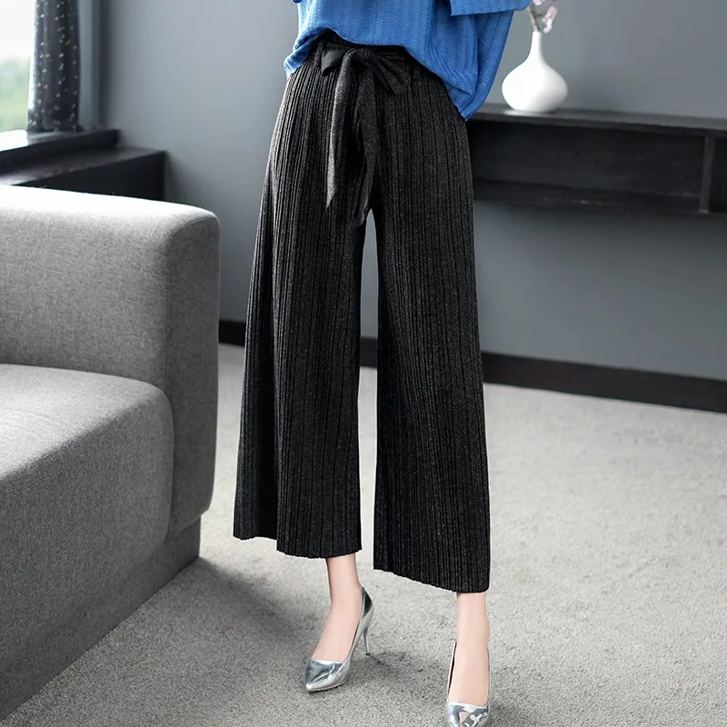 

Осенние и зимние Новые повседневные брюки модные шерстяные тяжелые Промышленные плиссированные прямые брюки темпераментные дикие брюки