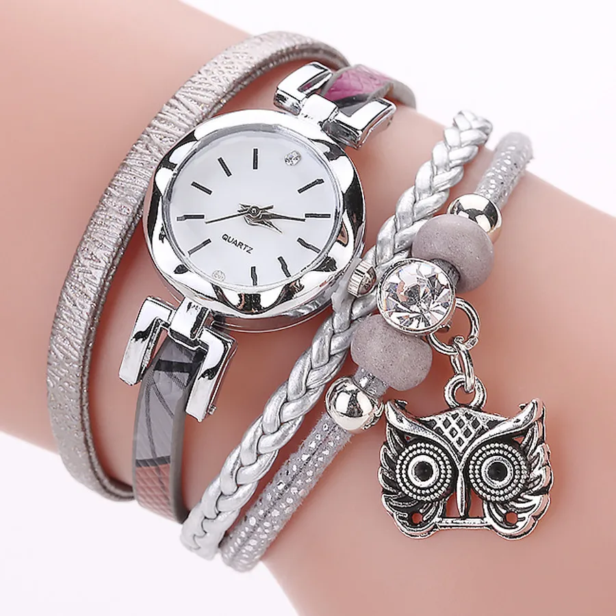Reloj Кварцевые часы Женские сова кулон дамы платье браслет наручные модные