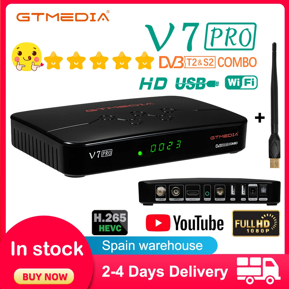 Спутниковый ТВ-ресивер GTMEDIA V7 Pro DVB-S/S2/S2X + T/T2 декодер с поддержкой карт H.265