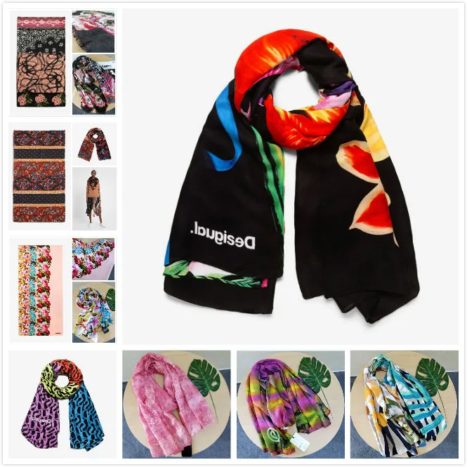 Женский шарф с цветочным принтом desiguers роскошный брендовый лето 2019|Женские шарфы| |