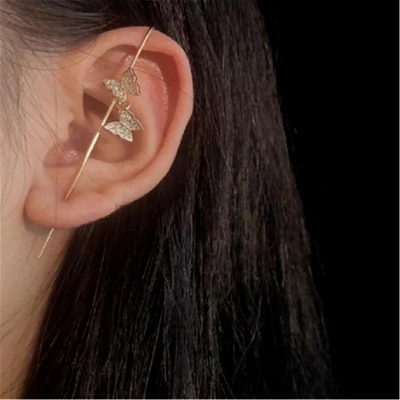 

Creative Women Zircon Ear Bone Metal Earrings Clip Party Wedding Jewelry