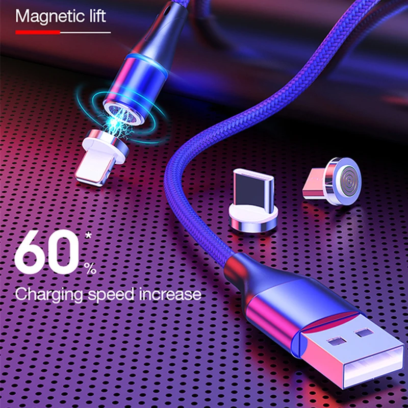 

3 in 1 Led Magnetic Cable Micro USB Charger Type-C data transmission For iphone Samsung huawei QC 3.0 Magnet Fast Charger Wire