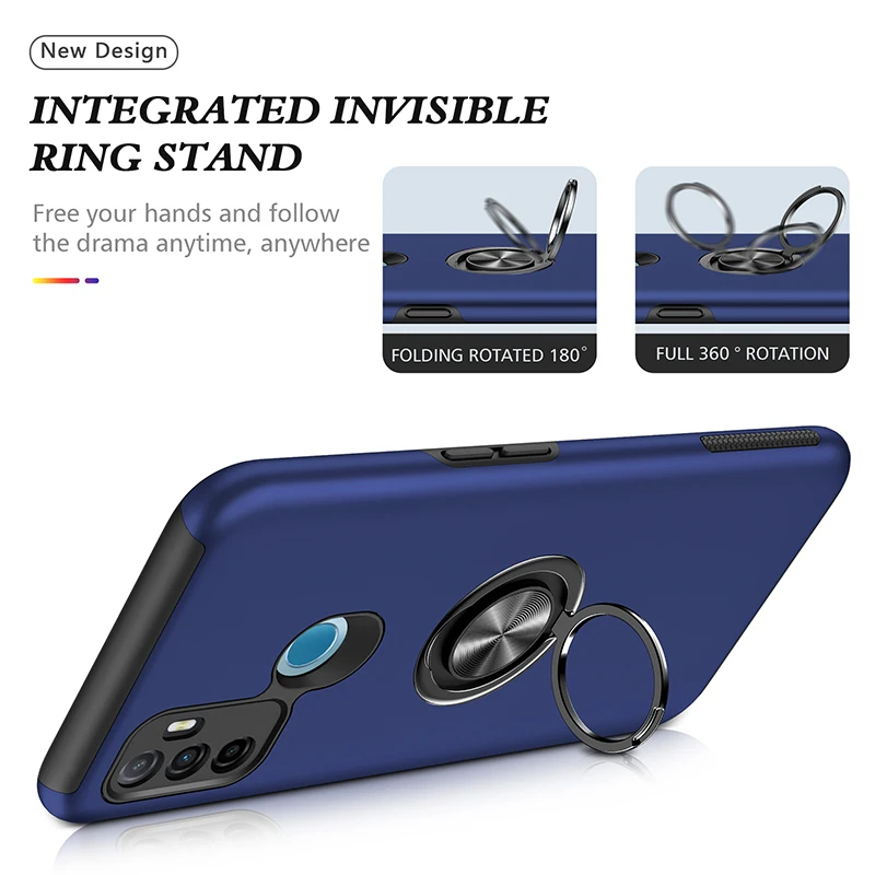 

Shockproof Ring Stand Case OPPO A12 A5S A72 A53 A93 A94 Cases Luxury Armor Cover OPPO F19 Pro Reno 5 Lite Reno5 F Covers Bumper