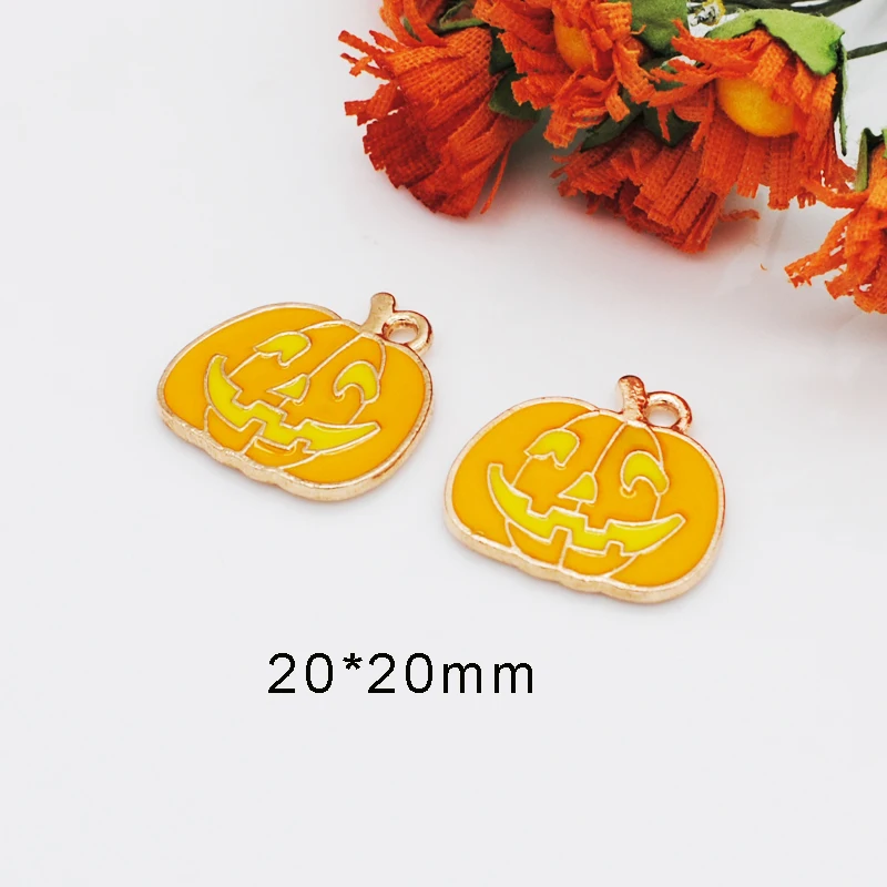 20 шт./лот эмалированные Подвески в виде тыквы на Хэллоуин золотой цвет кулон
