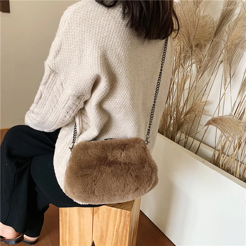 Зимняя винтажная женская сумочка плюшевая искусственная кожа корейская мода