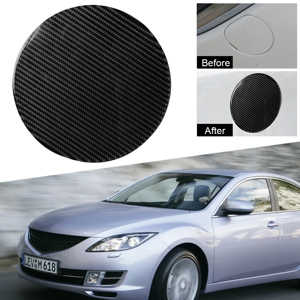 

Car Sticker Black Fuel Oil Tank Cover Trim Exterior Decoration Car Decal Carbon Fiber for to Mazda 3 Axela Car Accessories