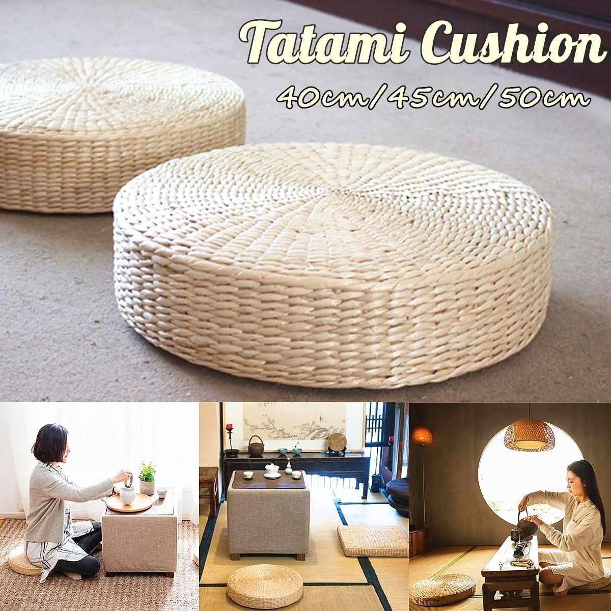 

40/45/50cm Rattan Tatami Seat Cushion Sofas Round Floor Meditation Yoga Mat Chair Sitting Futon Cushion Tatami Buddha Pad