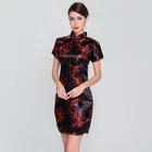 Элегантный тонкий размера плюс Ципао Новое китайское женское вискозное платье с воротником Мандарин, Винтаж Cheongsam платья S-3XL 4XL 5XL 6XL