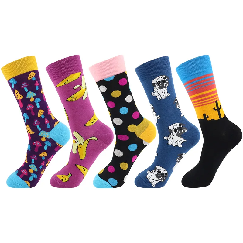 

American Style Street Men's Tube Cotton Casual Mushroom Wave Socks