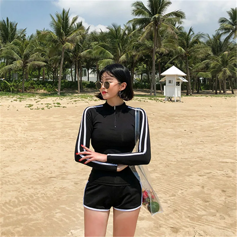 Купальник женский из двух предметов с длинным рукавом|Комбинезоны| |