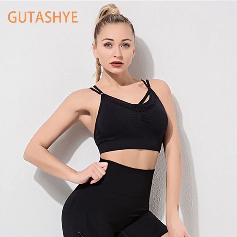 Бесшовные Йога Комплект 2 шт. спортивный костюм женская спортивная одежда