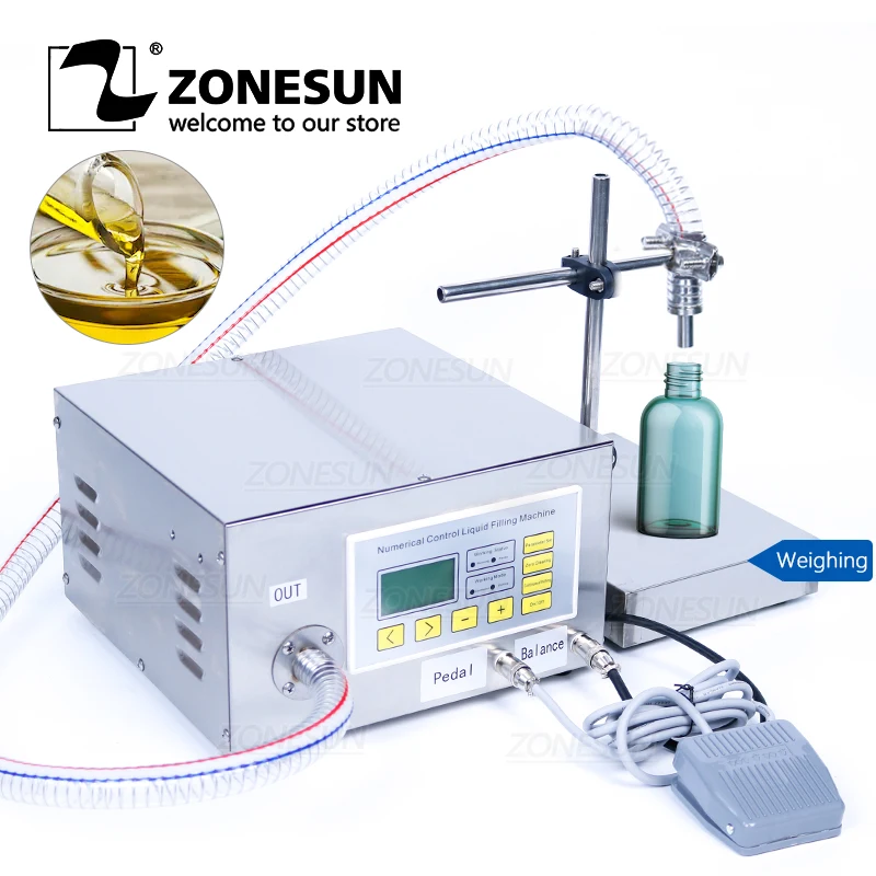 

ZONESUN ZS-GP631 Semi Automatic Filling Machine Gear Pump Lubricating Hydraulic Oil Essential Oil 220V/110V 50ml-8L
