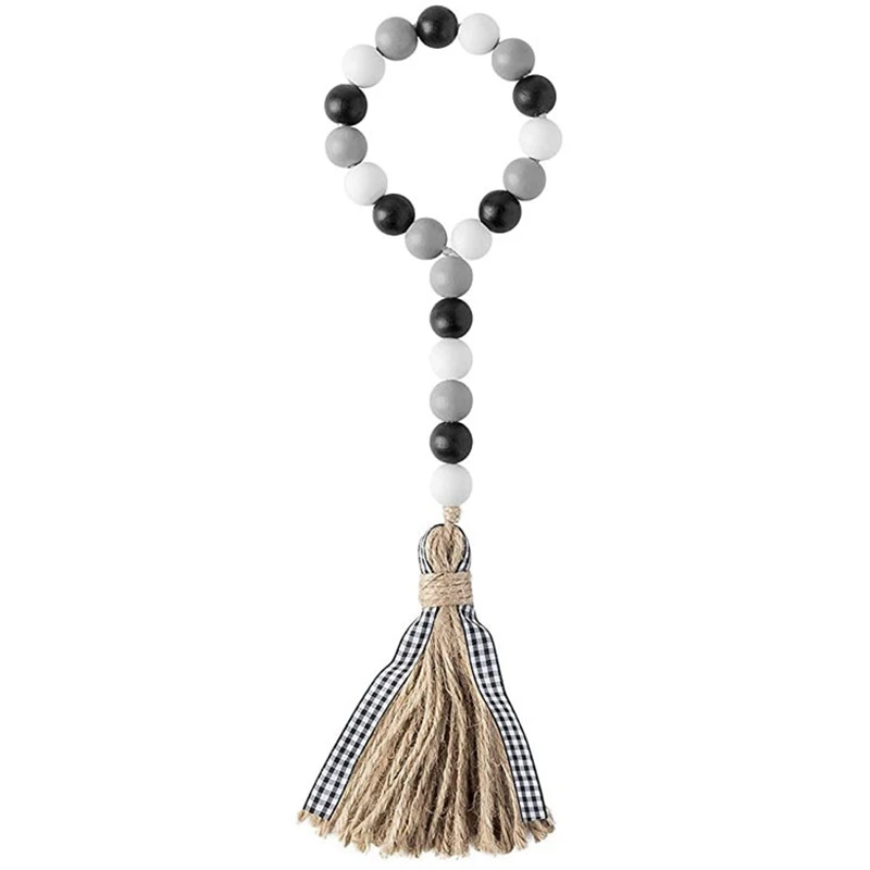 

3 Pieces Easter Wood Beads Tassels Cotton Garland with Tassels Wood Bead Tassel Banner for Party Home Baby Shower