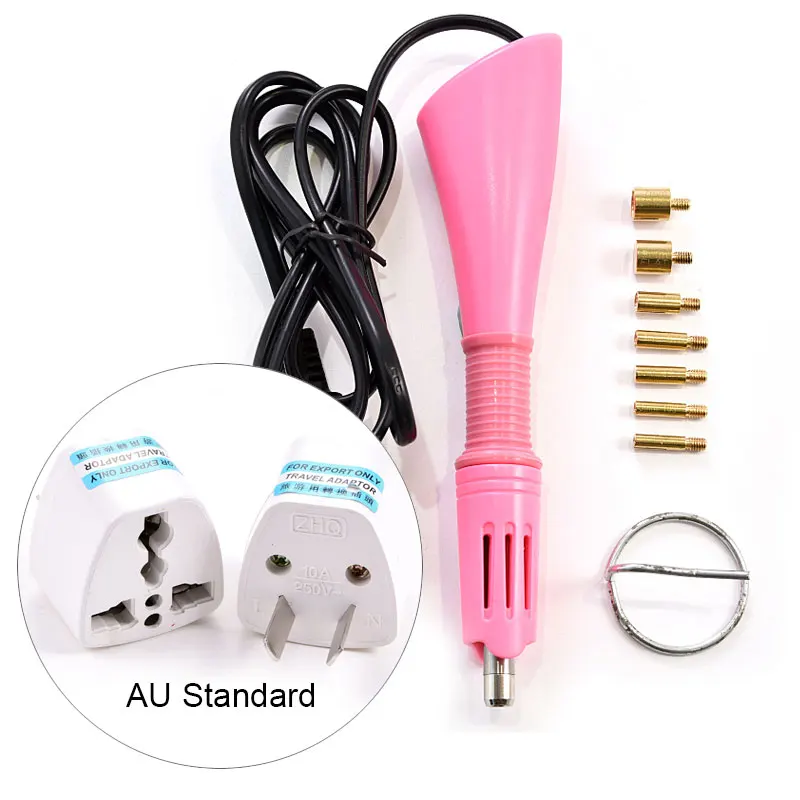 pink-AU Быстро нагревается! EU/US Plug белое устройство горячей фиксации для нанесения страз розовый Железный-на горячей фиксации Стразы аппликатор палочка термофиксация инструмент Y2852 - Цвет: pink-AU