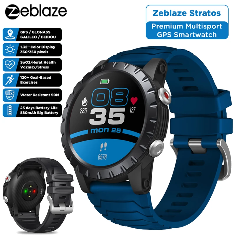 

Zeblaze Stratos GPS Smart Watch Men 120+ Sport Modes SpO2/Heart Health/Stress/VO2 Max Monitor Sport Smartwatch WR 50M Swimming