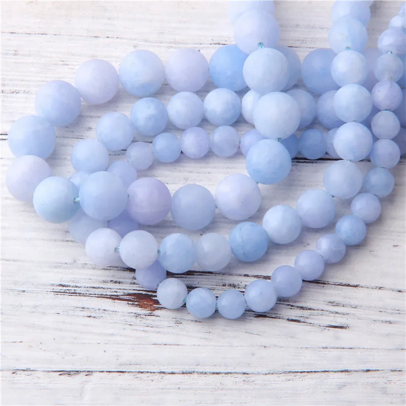 Бусины Из Натурального матового голубого ангелита 4/6/8/10/12 мм | Украшения и
