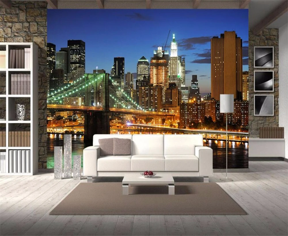 Большой заказ обои городской пейзаж ТВ фон гостиной спальни стены украшения дома