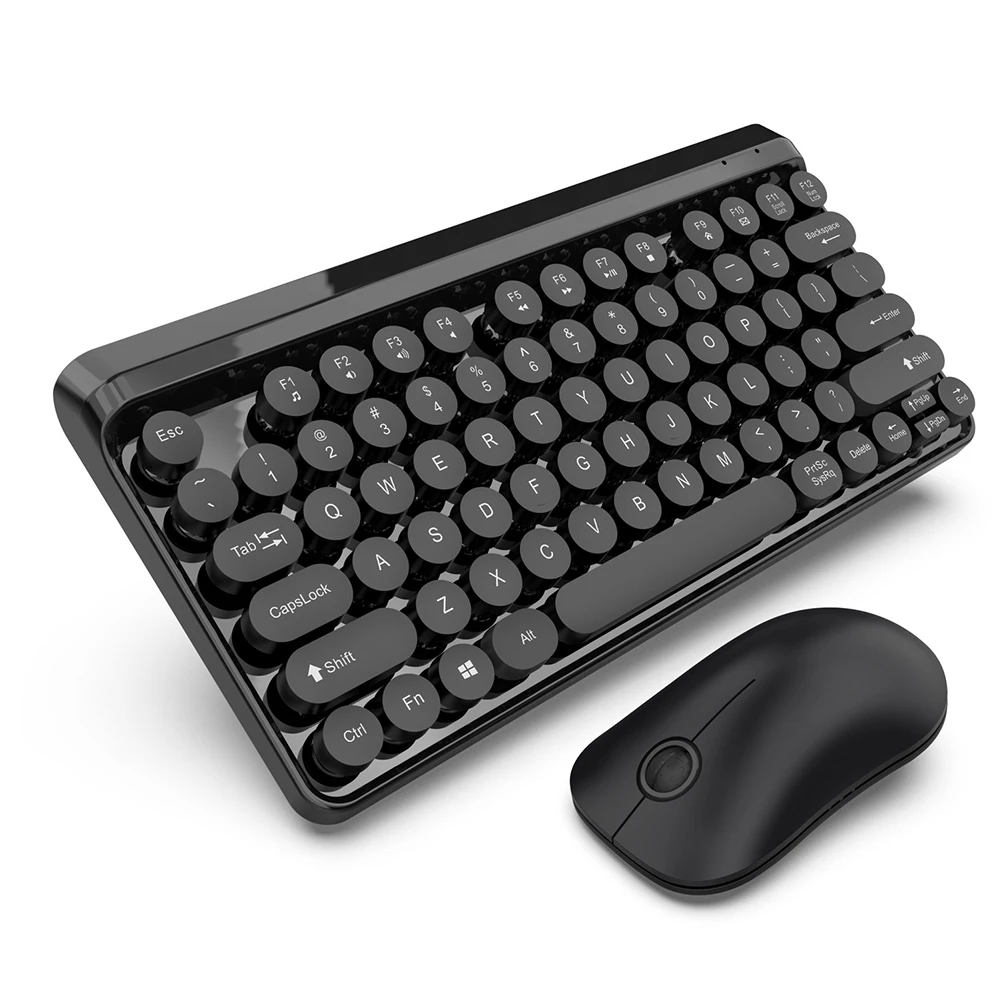 2,4G USB игровой портативный панк ключ офис водонепроницаемый беспроводной Чувствительный ABS Мультимедийные кнопки ультратонкая клавиатура мышь набор - Цвет: Черный