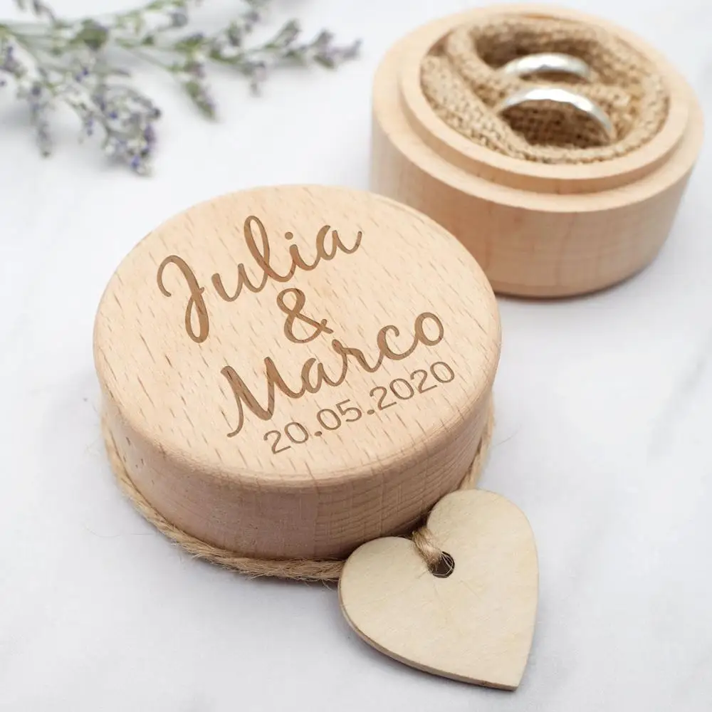 Коробка для свадебных колец Персонализированная деревянная коробка простой