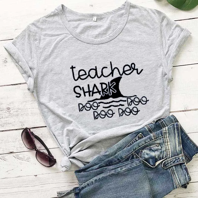 Фото Футболка Teacher Shark летняя женская футболка с О образным вырезом 100% хлопок Футболки Футболка Teacher Shark летняя женская футболка с О образным вырезом 100% хлопок Футболки