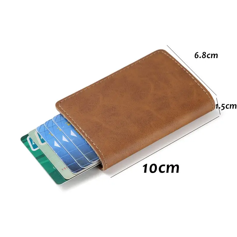 Anti-theft Для мужчин Винтаж держатель кредитной карты блокирование Rfid Бумажник кожаный унисекс информационной безопасности Алюминий Металл Кошелек