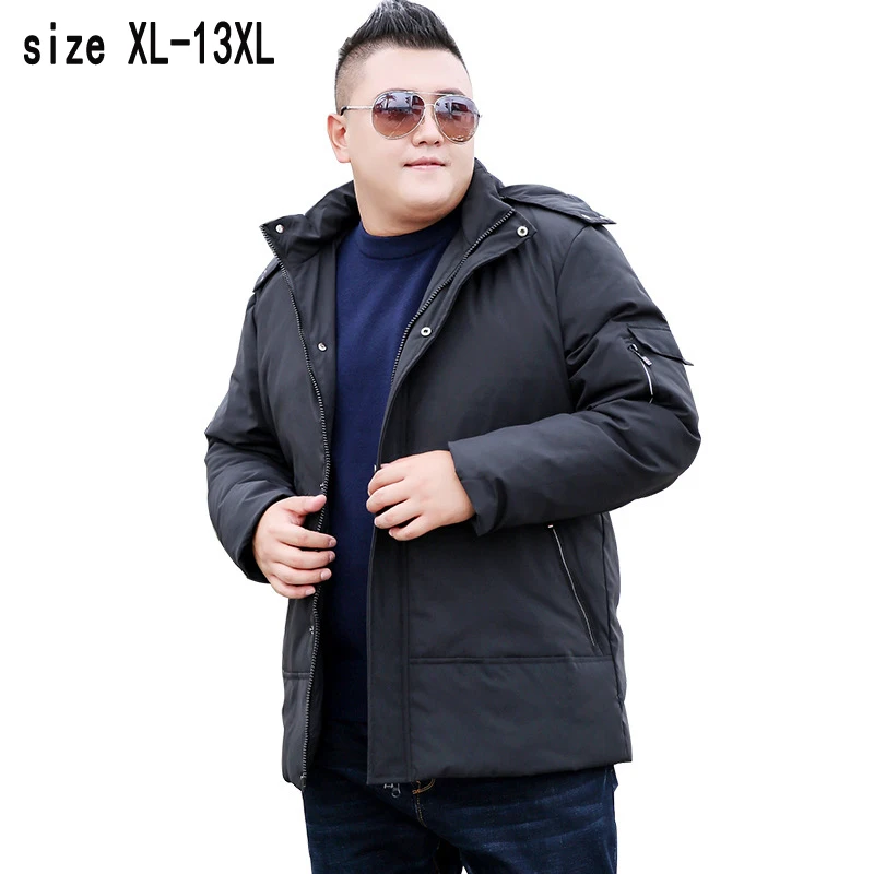 new arrival fashion high quality super large Men Casual Warm Thick with hood Loose Zipper Down Jacket coat plus size XL-12XL13XL | Мужская