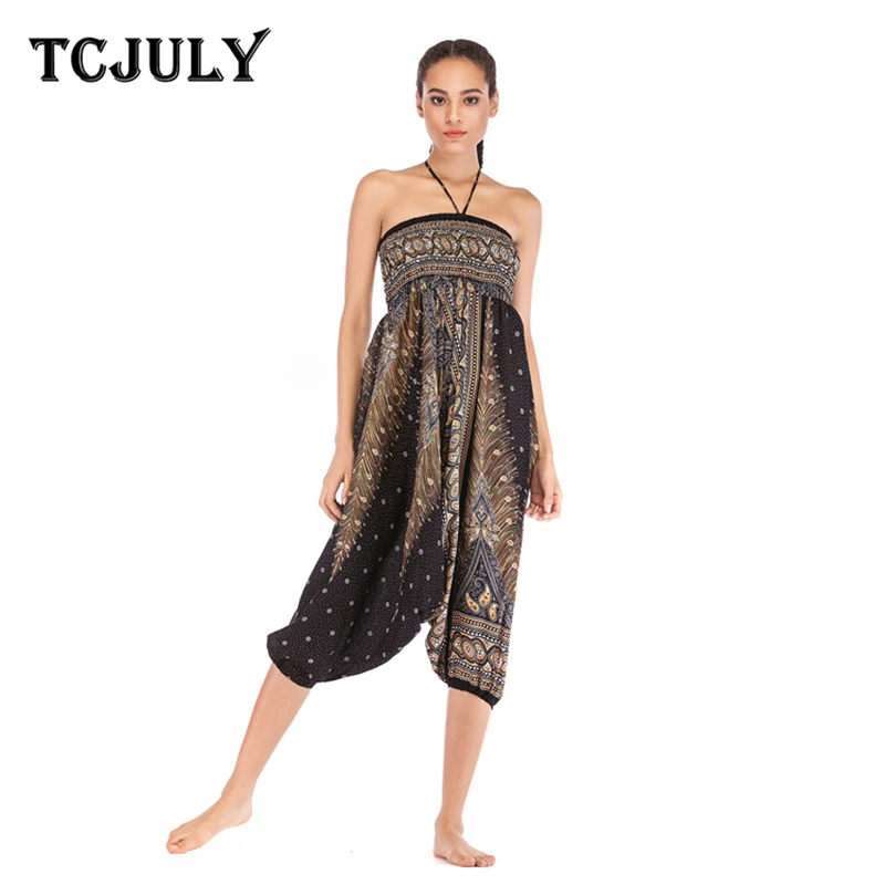 Женские брюки с принтом павлина TCJULY Свободные повседневные высокой талией