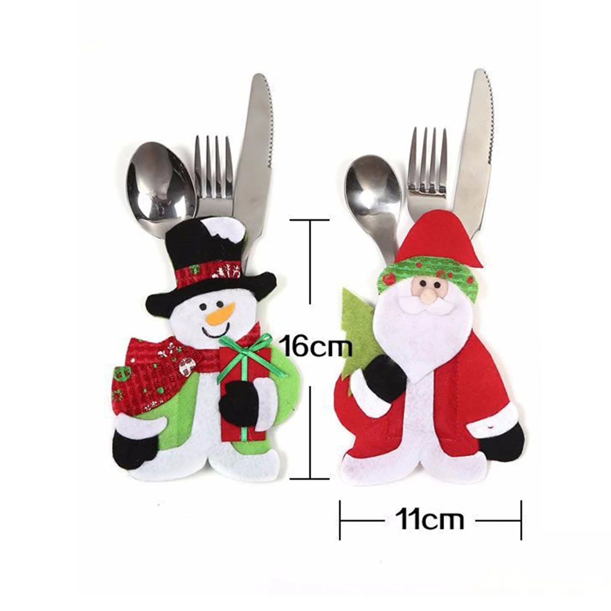 

Christmas Cutlery Bag Lovely Tableware Decorations for Hotel/ Restaurant/ Canteen, Santa Claus/ Snowman Patterns