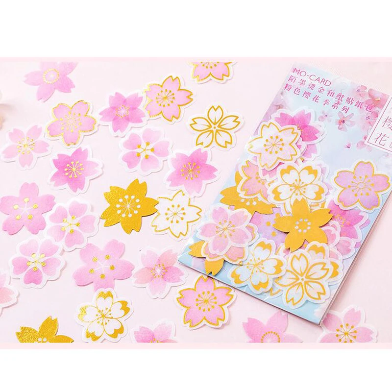 

1 Pack Pink Sakura Petal Paper Decorative Sticker bullet Diary Notebook Decoration