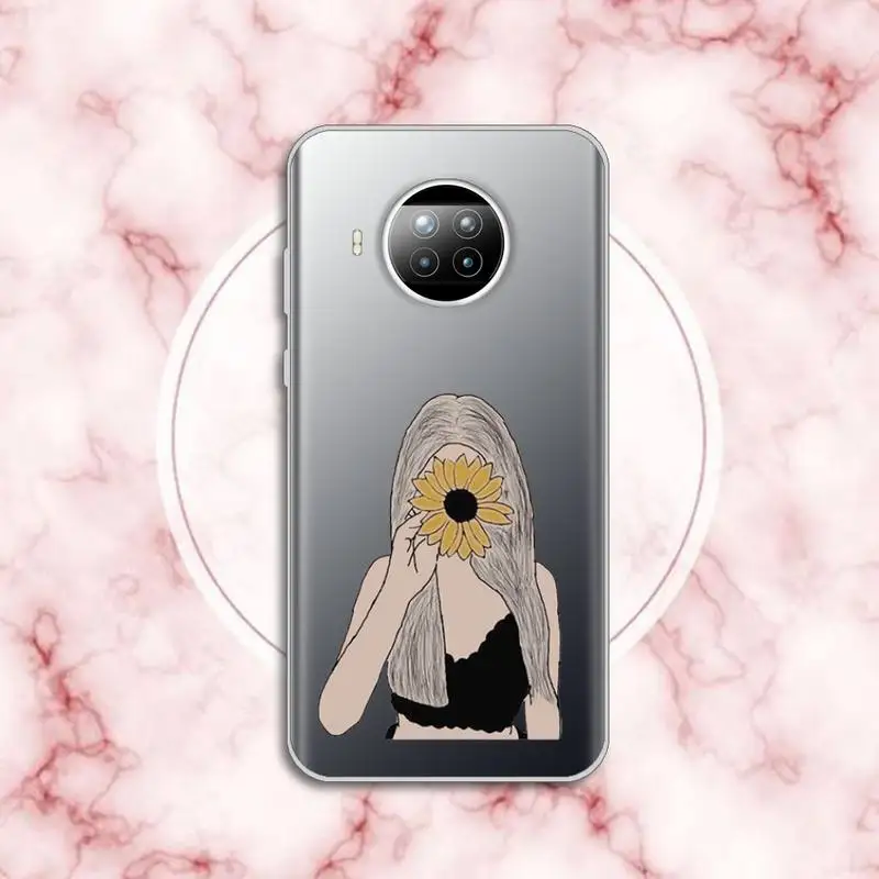 

Sunflower girl Phone Case Transparent for xiaomi redmi note 8 9 9s 11 10t lite pro