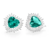 kose luxury vintage heart shape crystal stud earrings for women green color 2021 fashion wedding jewerly gift