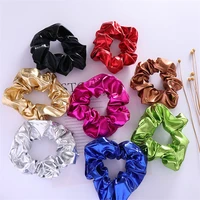 shiny metallic simple scrunchie women girls elastic hair rubber bands accessories tie hair rope ring holder ornaments headdress
