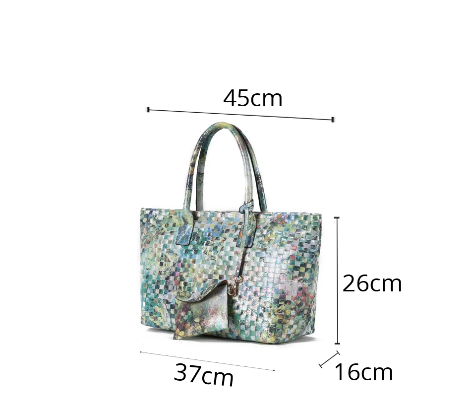 Arliwwi Brand Designer Luxury Handmade Knitting Women Tote Handbags Large Capacity Floral shiny Woven Bags