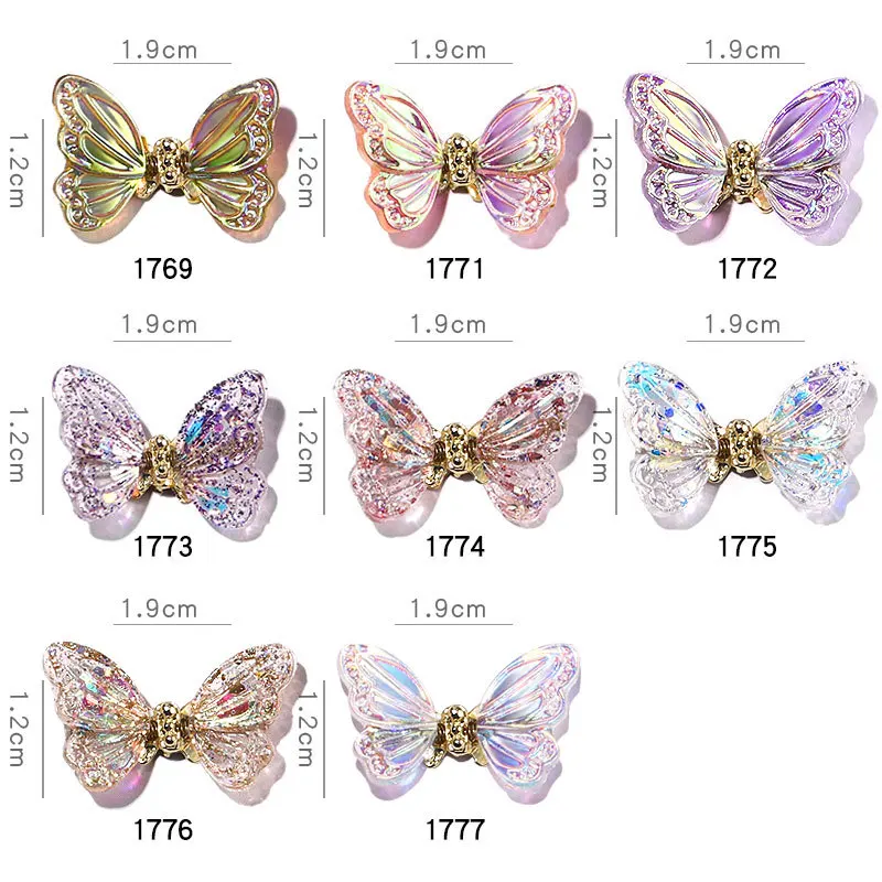 

3D Resin Butterfly Glitter AB Nail Art Rhinestones Decorations Lovely Nail Polish Jewelry DIY Decals Manicure Accessories