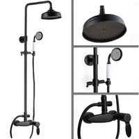 black oil rubbed brass single handle bathroom rainfall rain shower head faucet set mixer tap wall mounted mrs433