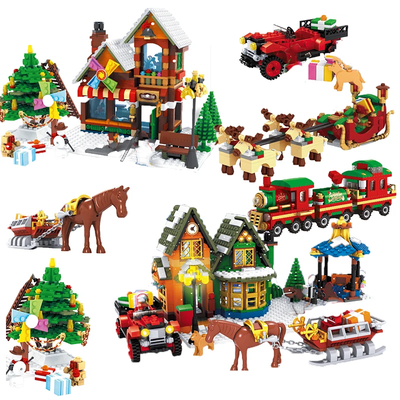 25526 Legoings Рождество Зима деревенская сцена праздник город поезд олень друзья
