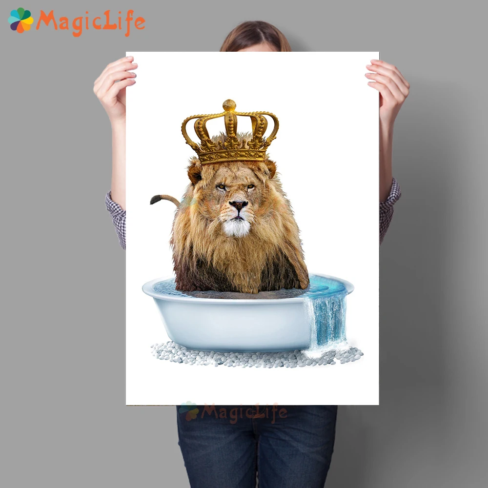 

Bathtub Cute Animal Bathroom Wall Pictures For Living Room Bath Washroom Nordic Poster Wall Art Canvas Painting Decor Unframed