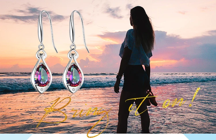 Jewelrypalace капли воды 6.8ct Подлинная Радуга своих Мистик Топаз Длинные висячие серьги чистый стерлингового серебра 925 пробы Ювелирные украшения для Для женщин