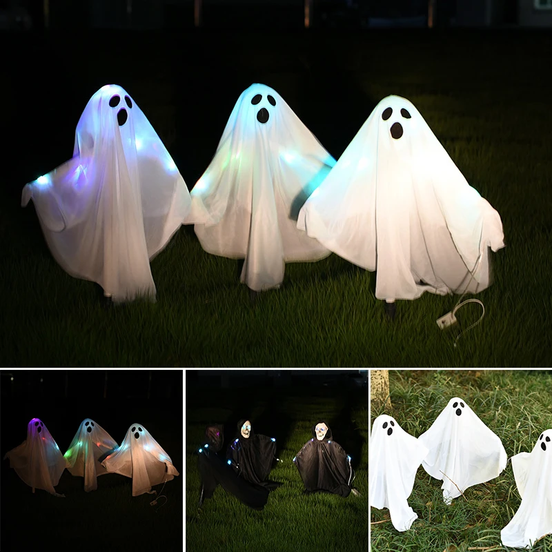 

Halloween Skull Ghost Ornament Horror Outdoor Glowing Ghost Stake for Home Bar Haunted House Decoration PR Sale