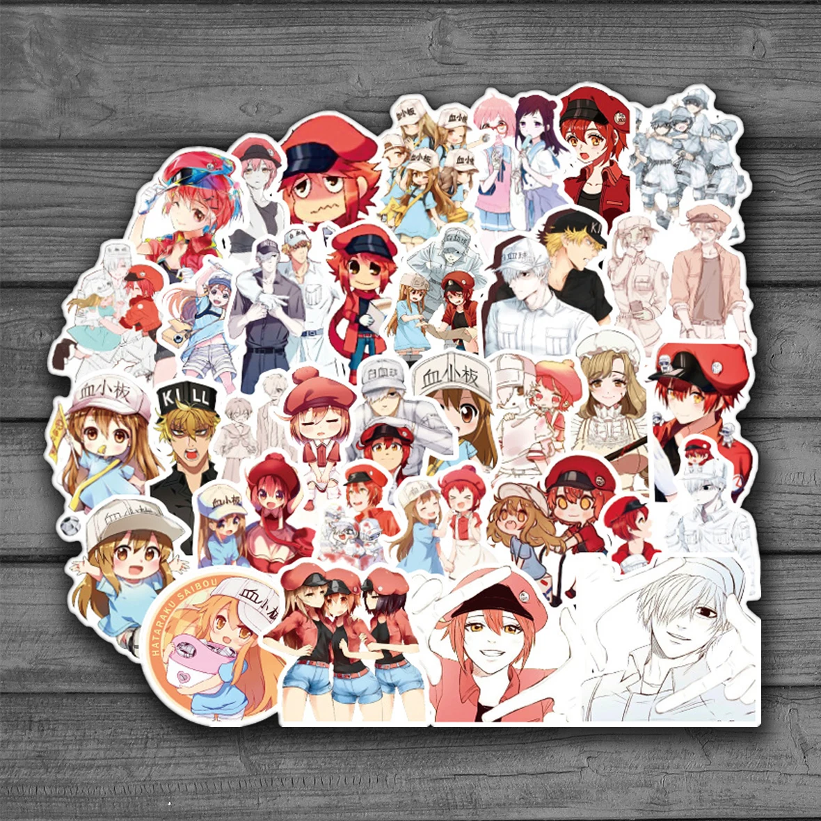 

10/50pcs Japanese Cartoon Cells At Work Stickers Decal for Luggage Laptop Skateboard Snowboard Suitcase Mobile Phone