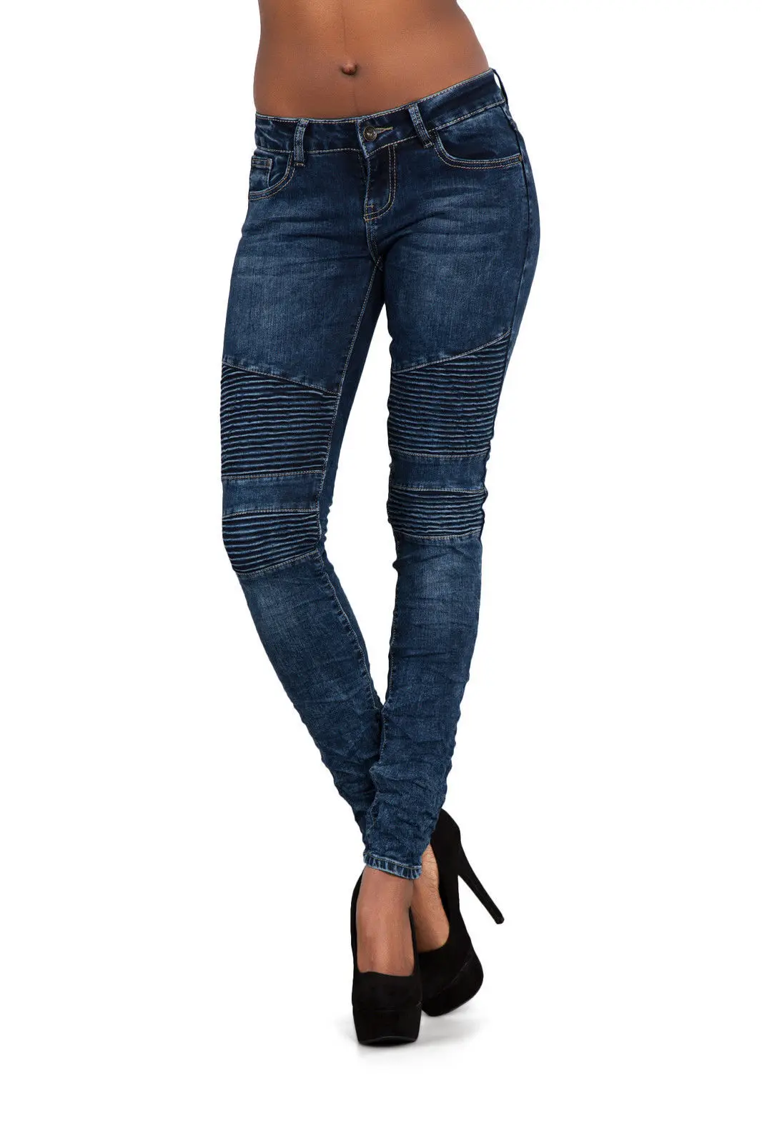 

European and American Trend Slim Pleated Craft Cotton Stretch Feet Jeans