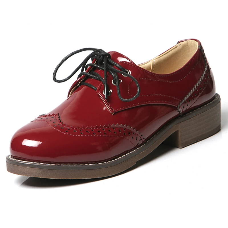 Туфли оксфорды женские из лакированной кожи модные повседневные плоская подошва
