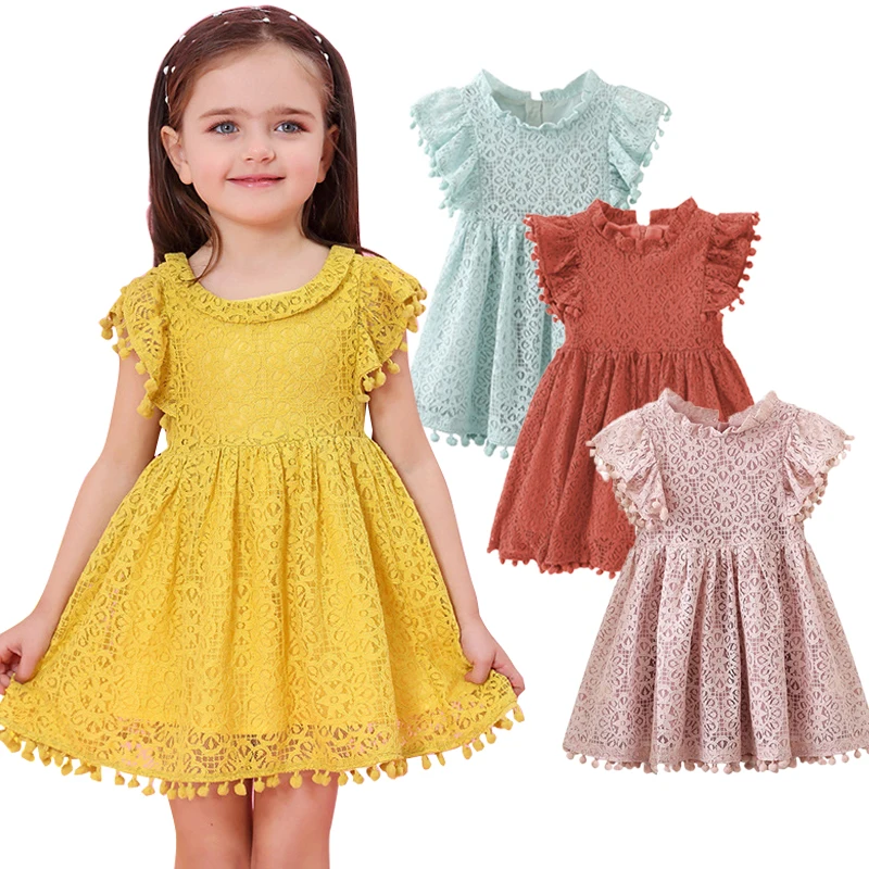 

Kids Girl Dress NEW White Toddler Girl Summer Lace Dress 6 7 8 Year Princess Birthday Party Dress Children Clothing