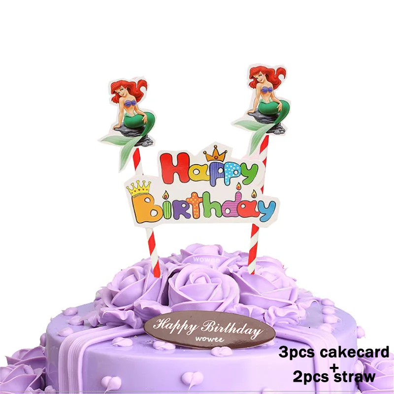 1Caketopper Flag 6 шт., вечерние подарочные коробки для маленькой Конфета "Русалка", подарочные коробки для детей, праздничные украшения для девочек на день рождения, вечерние подарки русалки - Цвет: 1Caketopper Flag