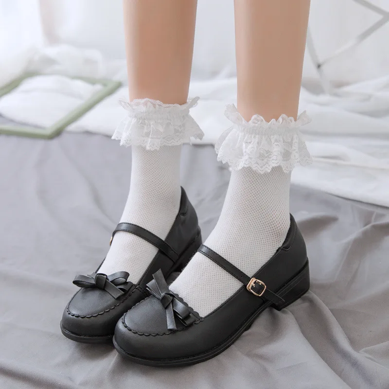1 Pair Lolita Style Japanese Maiden Lovely Woman Lace Short Socks Summer Sweet Ruffle Cotton Princess Socks High Quality