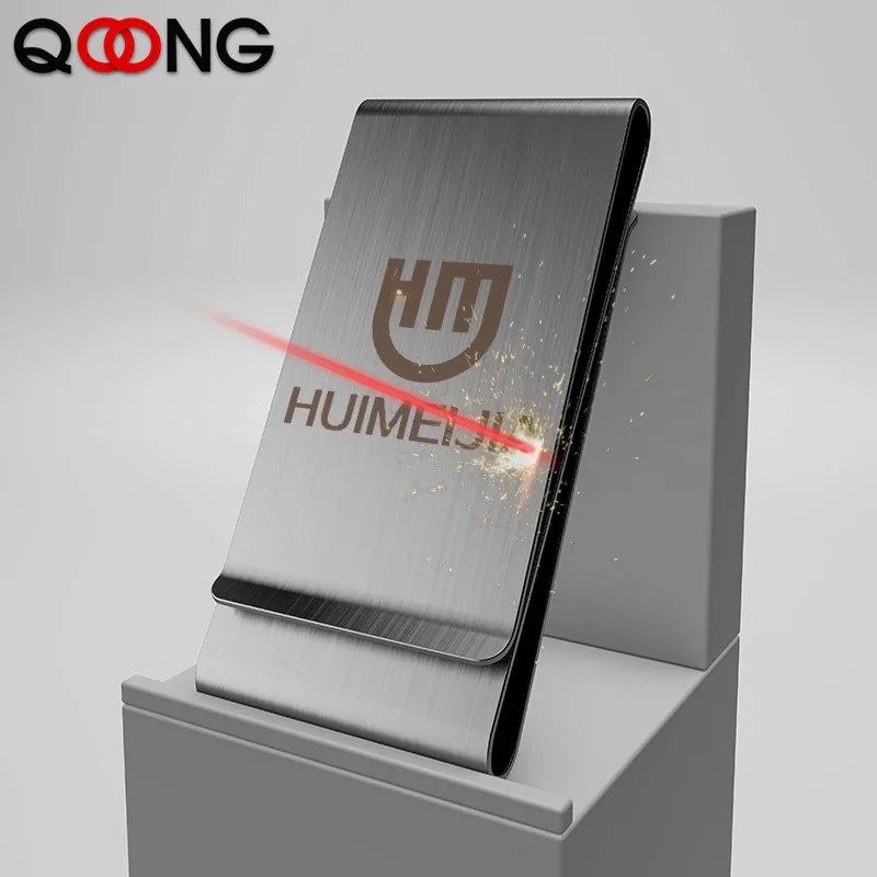 QOONG новая Двусторонняя нержавеющая сталь металлический зажим для денег Модные