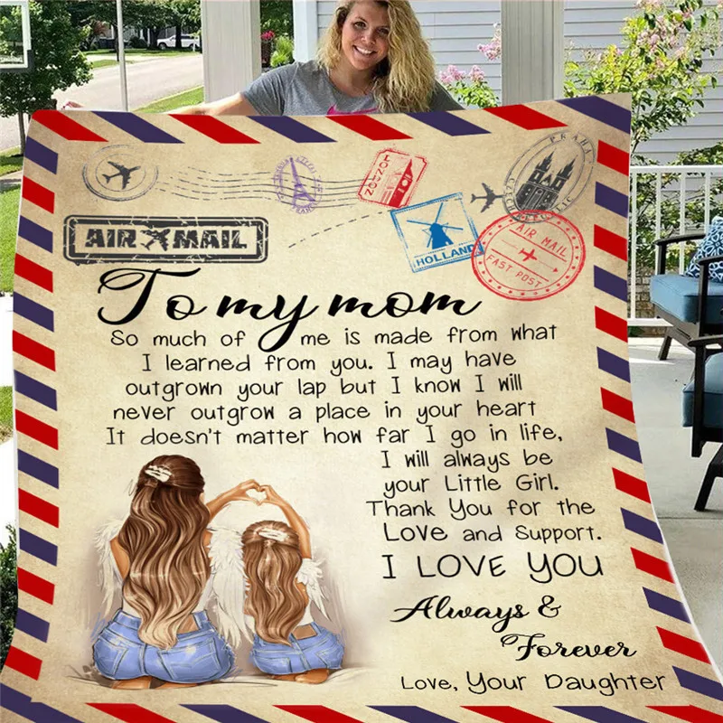 New Flannel Blanket Letter 3D Printed Envelope Love Warm Quilts Air Mail Print To Daughter Son Wife Wrap Family Gi | Мать и ребенок