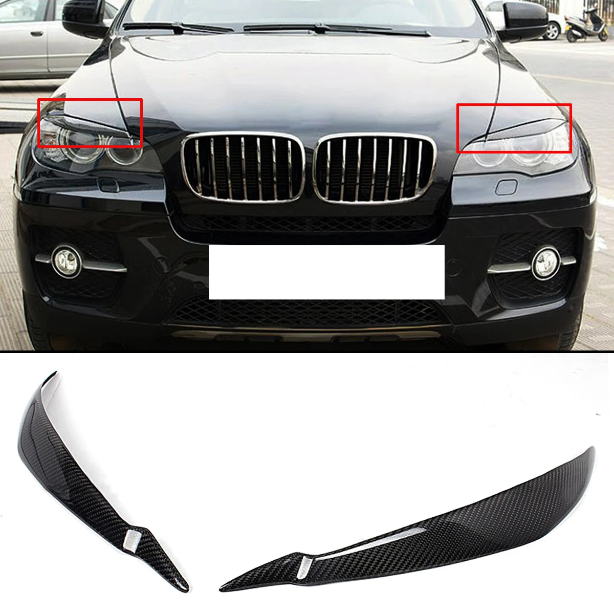 

1 пара, накладки на автомобильные фары из углеродного волокна для BMW E71, X6, X6M 2008-2014