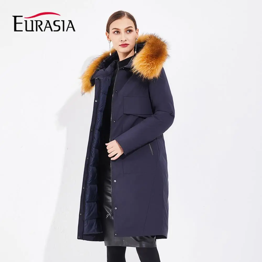 Новинка 2019 года женская зимняя куртка Длинные теплые парки из натурального меха