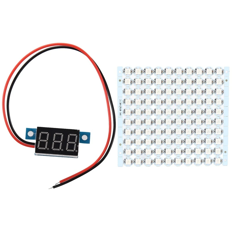 Мини Красный светодиодный цифровой вольтметр Панель 3 30V с 1 Pcs SMD 5050 RGB адресный